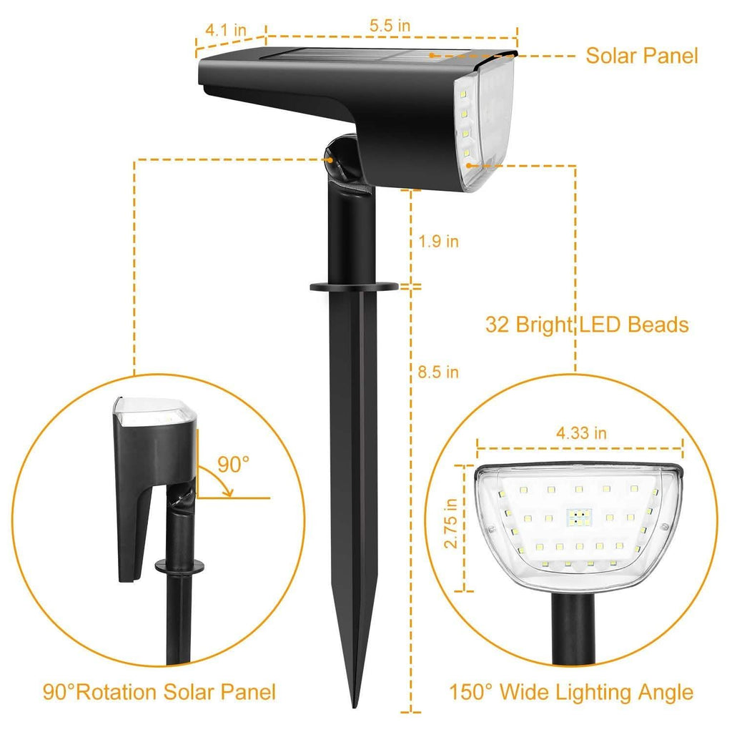 2-Pack: Solarek 32 LEDs Solar Landscape Spotlights by DailySale