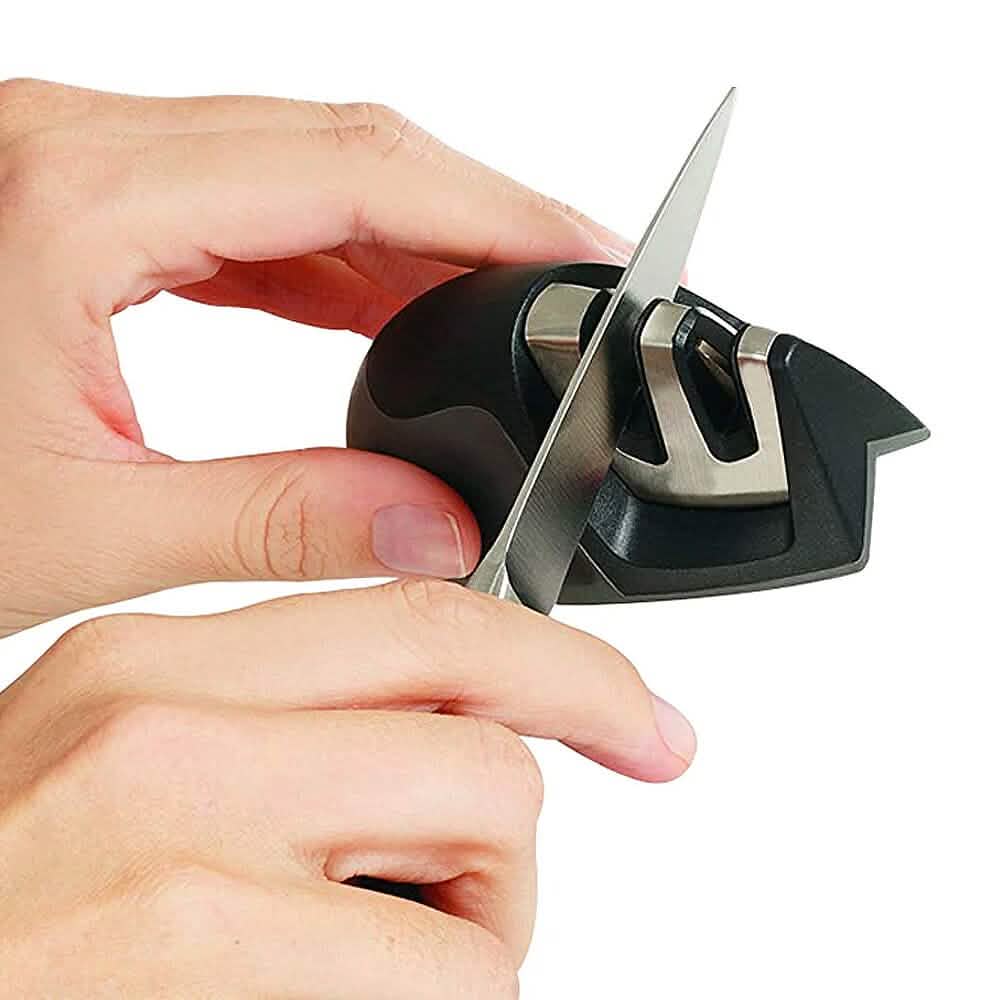 2-Pack: Ultra Sharp Knife Sharpener and Stainless Steel Vegetable and Meat Slicer Holder by DailySale