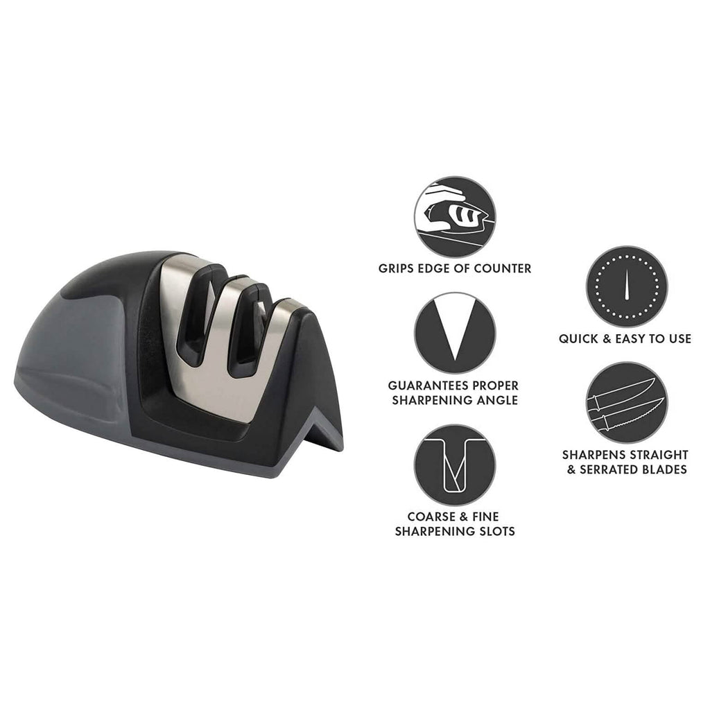 2-Pack: Ultra Sharp Knife Sharpener and Stainless Steel Vegetable and Meat Slicer Holder by DailySale
