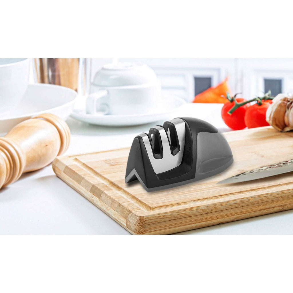 2-Pack: Ultra Sharp Knife Sharpener and Stainless Steel Vegetable and Meat Slicer Holder by DailySale