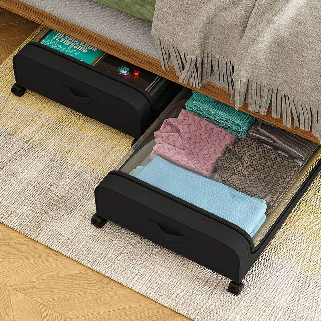 Under-Bed Storage Drawer with Wheels Multipurpose with Clear Window & Label by DailySale