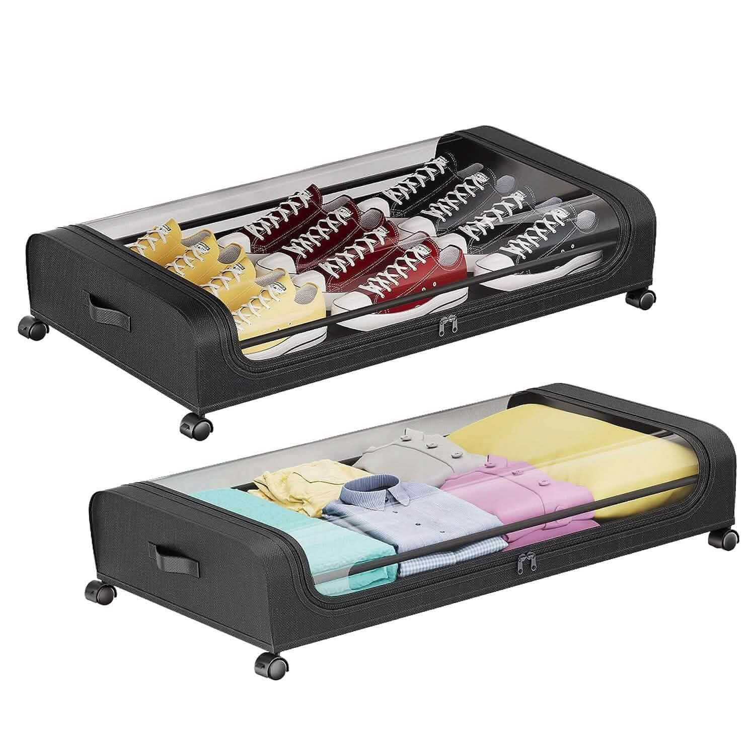 Under-Bed Storage Drawer with Wheels Multipurpose with Clear Window & Label by DailySale