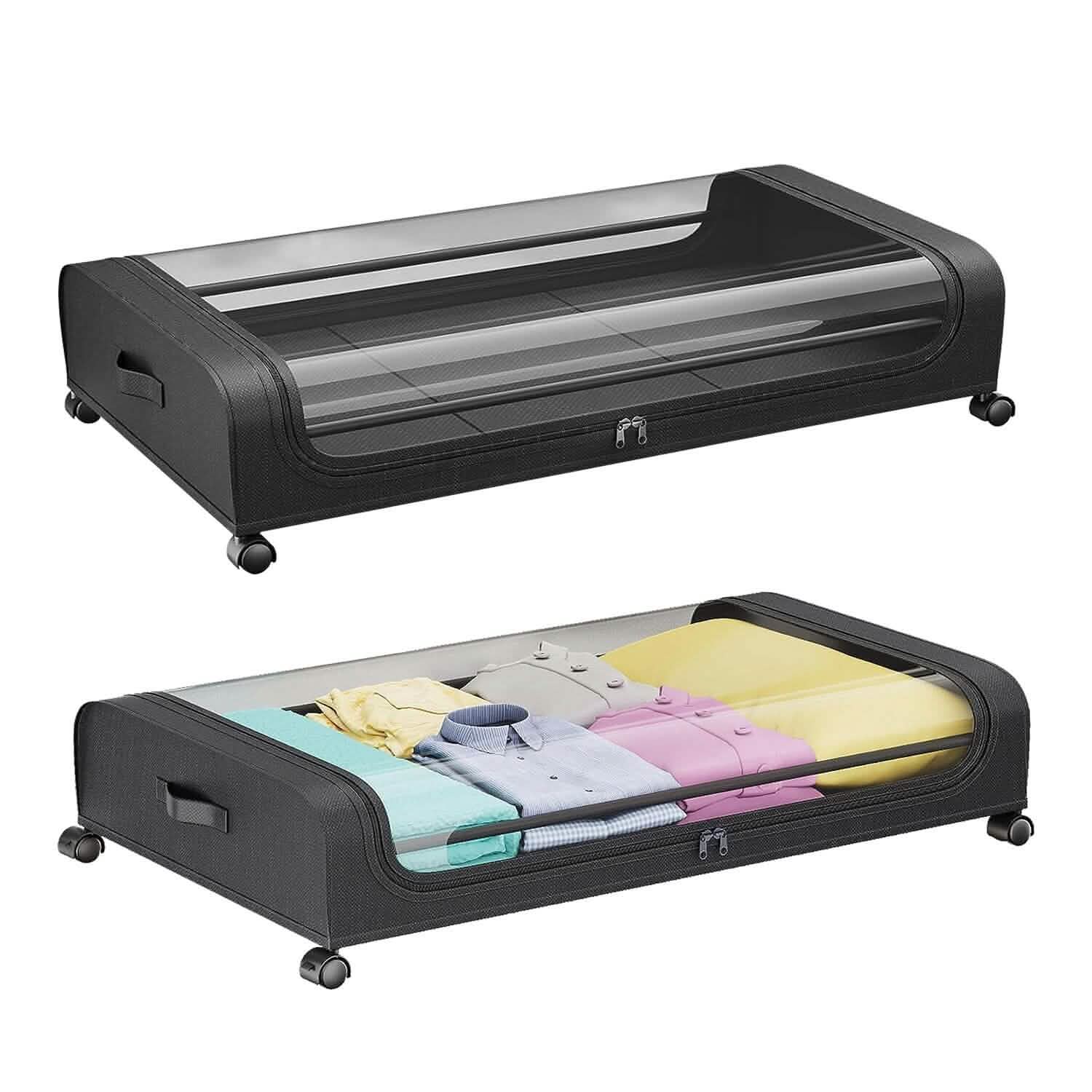 Under-Bed Storage Drawer with Wheels Multipurpose with Clear Window & Label by DailySale