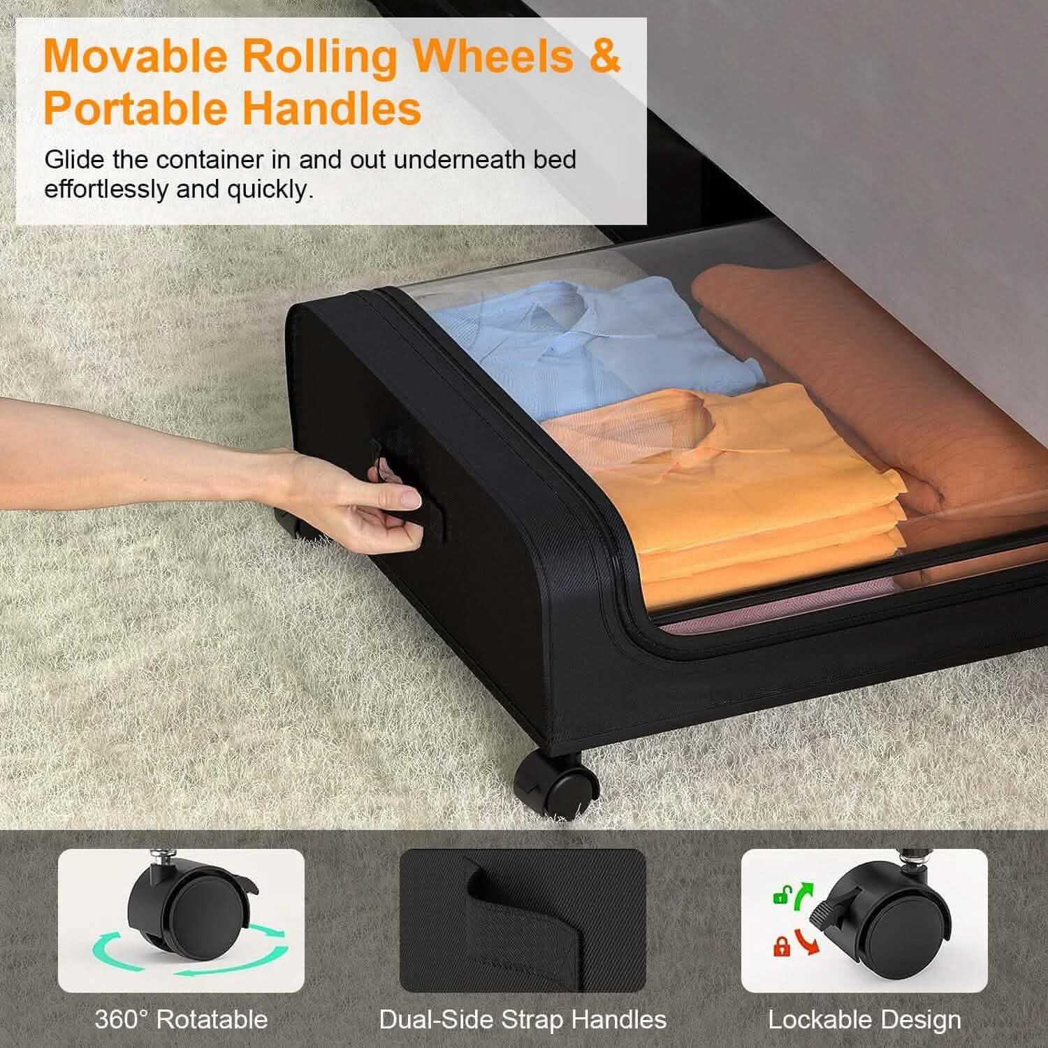 Under-Bed Storage Drawer with Wheels Multipurpose with Clear Window & Label by DailySale