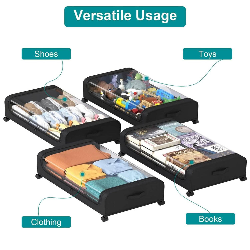 Under-Bed Storage Drawer with Wheels Multipurpose with Clear Window & Label by DailySale