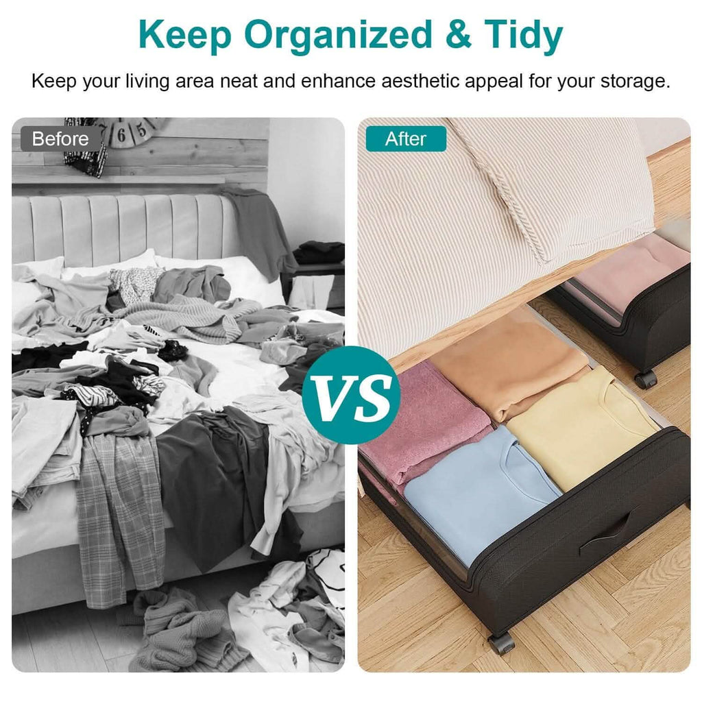Under-Bed Storage Drawer with Wheels Multipurpose with Clear Window & Label by DailySale