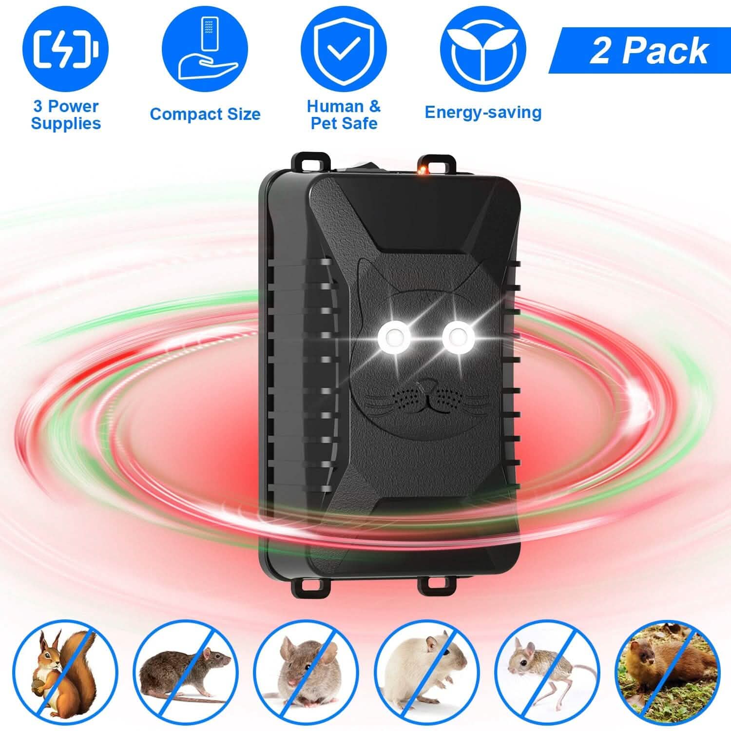 2-Pack: Under Hood Ultrasonic Repellent with 3 Power Supplies by DailySale