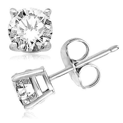 2-Pairs: White Gold High Polish Finish Stud Earrings Cubic Zirconia Round and Princess Cut by DailySale