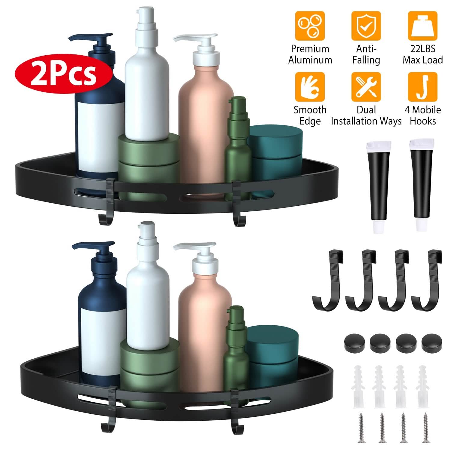 2-Piece: Corner Shower Caddy Shelf by DailySale