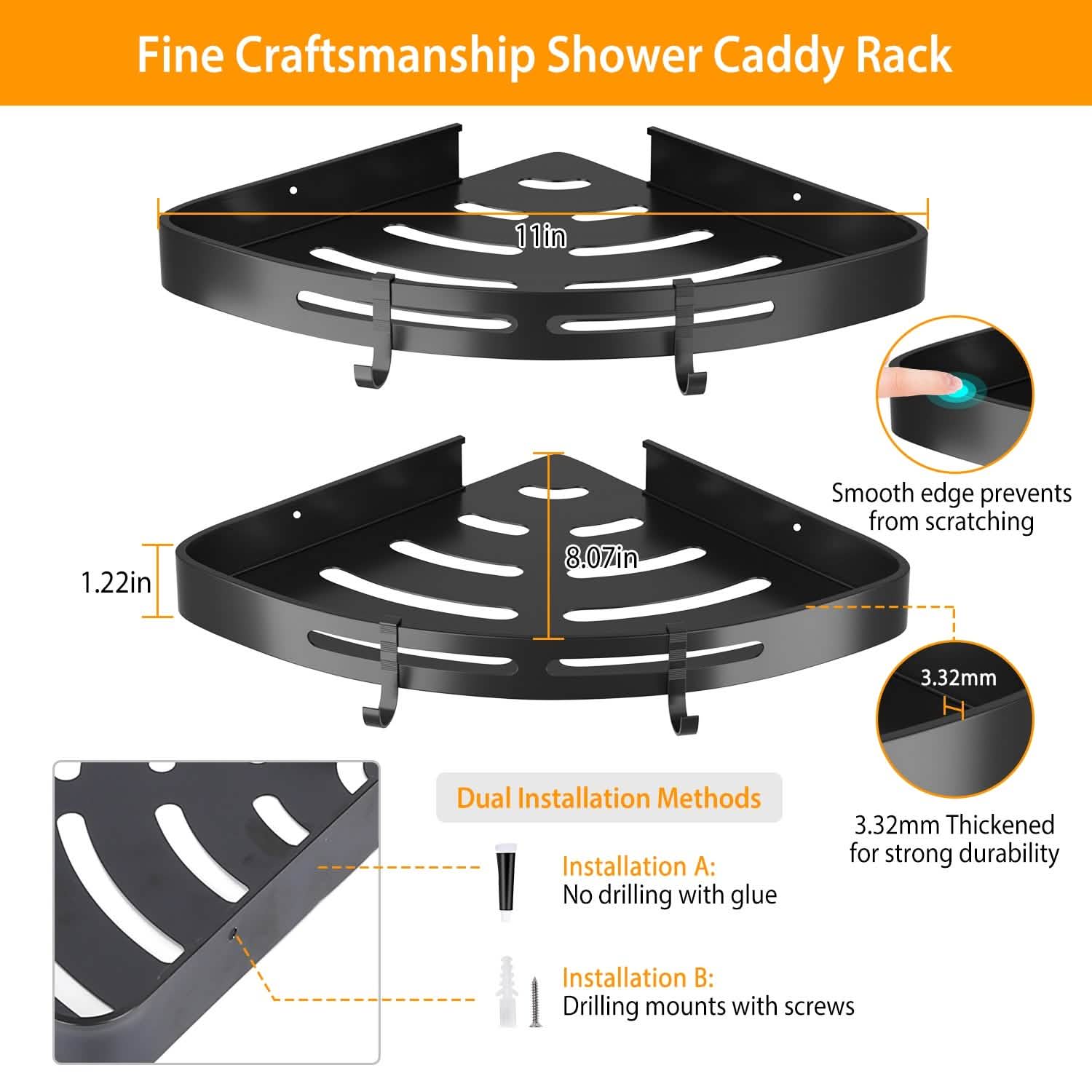 2-Piece: Corner Shower Caddy Shelf by DailySale