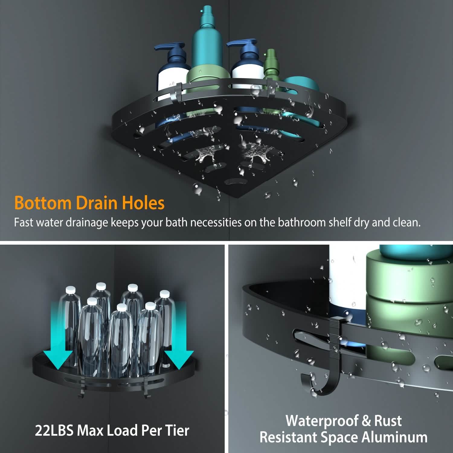 2-Piece: Corner Shower Caddy Shelf by DailySale