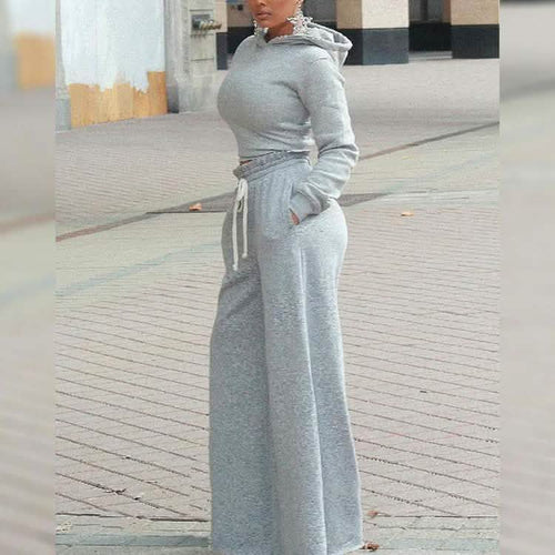 2-Piece: Drawstring Open Back Loose Trouser Legs Suit by DailySale