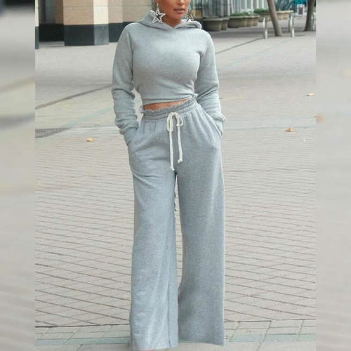 2-Piece: Drawstring Open Back Loose Trouser Legs Suit by DailySale