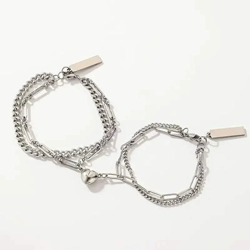 2-Piece: Lovers' Titanium Steel Love Magnet Bracelet by DailySale