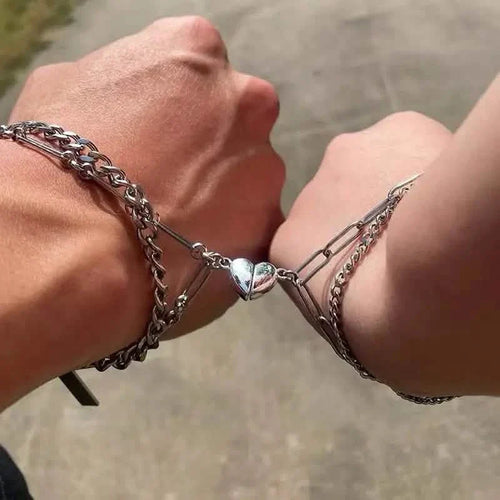 2-Piece: Lovers' Titanium Steel Love Magnet Bracelet by DailySale
