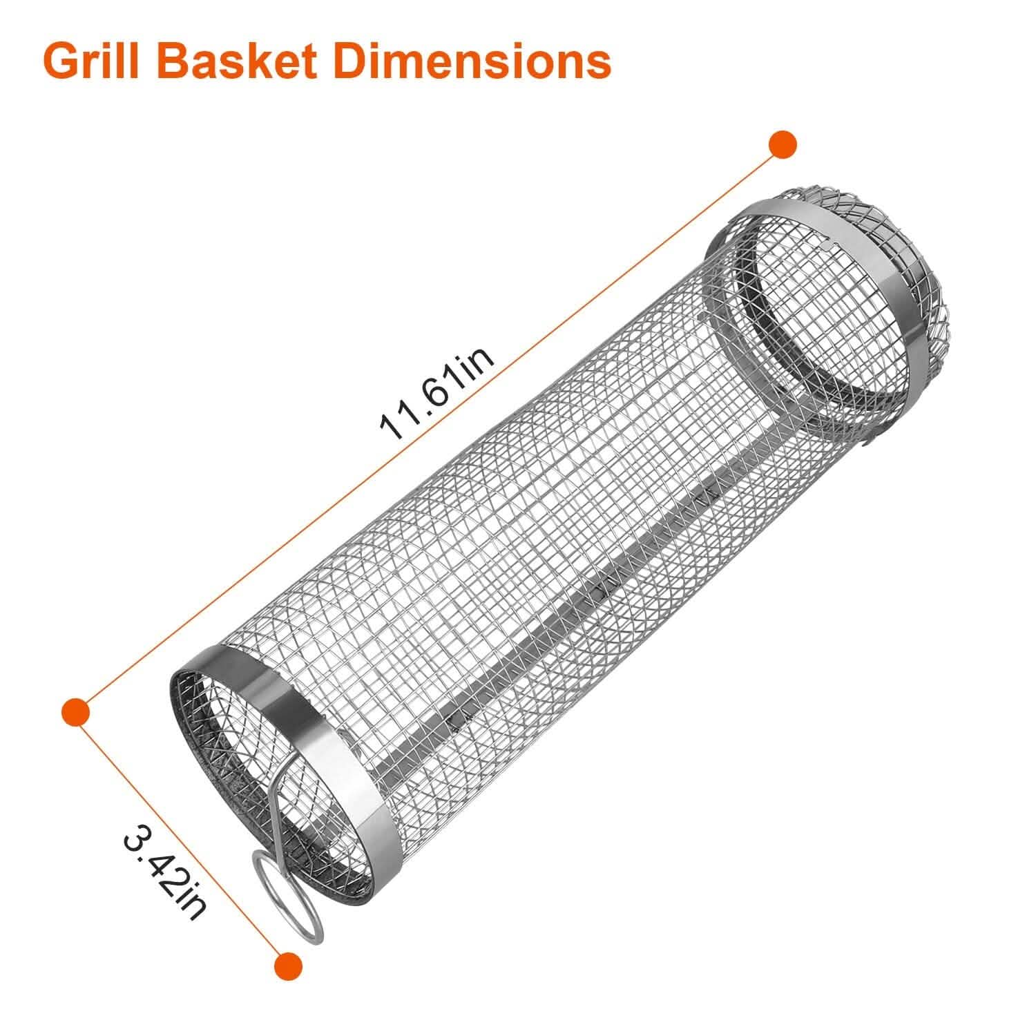 2-Piece: Portable BBQ Rolling Basket Round Stainless Steel Grill by DailySale