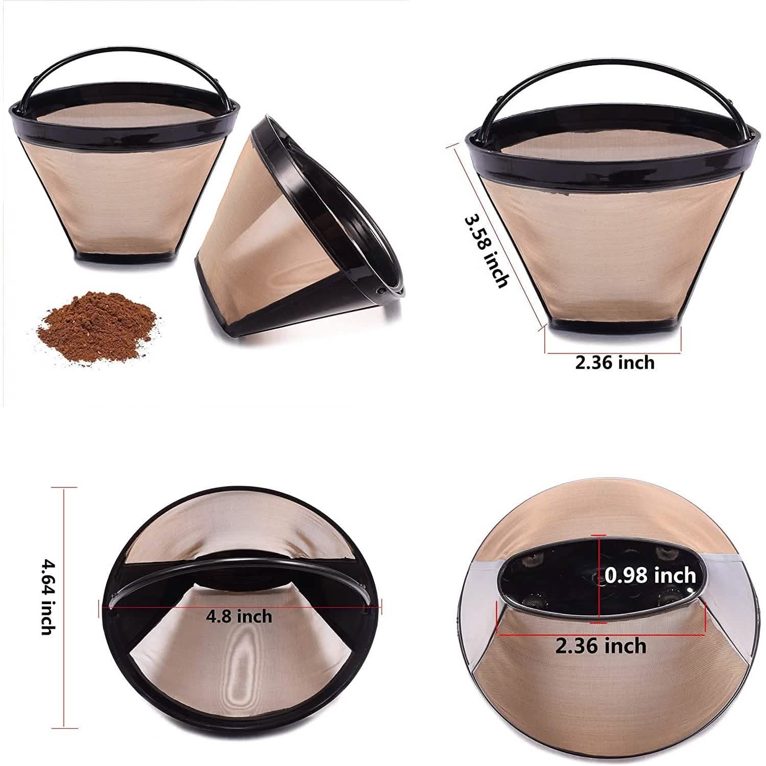 2-Piece: Reusable No.4 Cone Coffee Maker Filters by DailySale