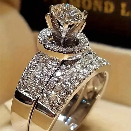 2-Piece Set: Elegant Square Cubic Zirconia Rings by DailySale
