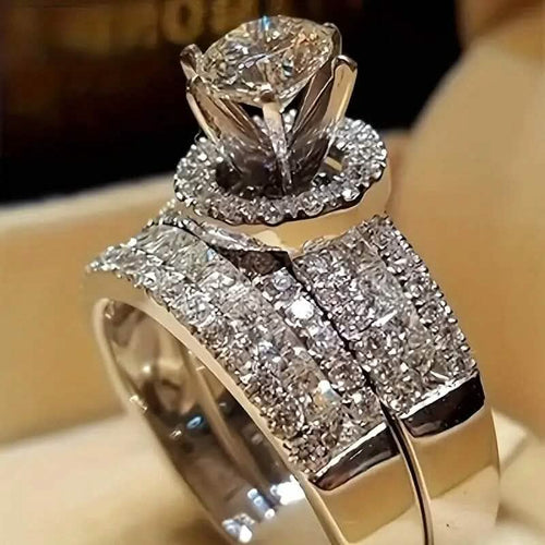 2-Piece Set: Elegant Square Cubic Zirconia Rings by DailySale