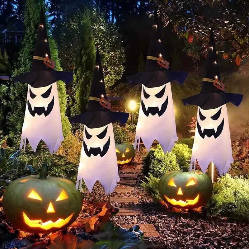 2-Piece Set: Glowing Ghost Witch Hat Halloween Decorations by DailySale