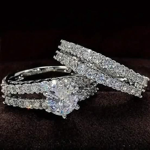2-Piece Set: Gold Inlays with Zirconia Rings by DailySale