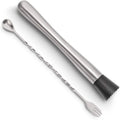 2-Piece Set: Hiware 10 Inch Stainless Steel Cocktail Muddler and Mixing Spoon Home Bar Tool Set by DailySale