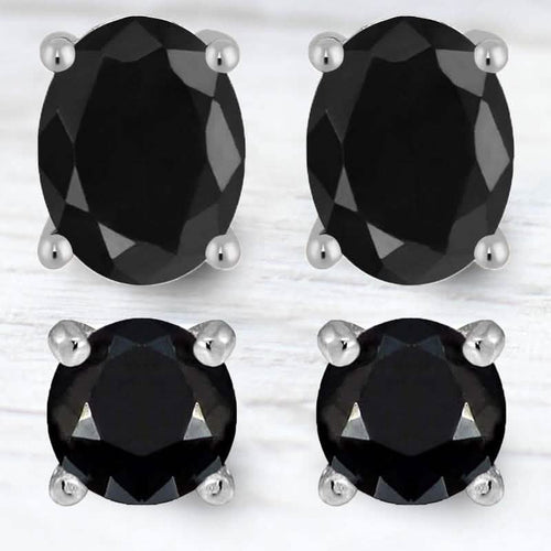 2-Piece Set: Sterling Silver Black Sapphire Studs by DailySale
