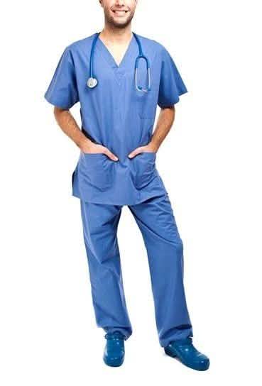 2-Piece Set: Unisex Cotton-Blend V-Neck Scrubs Top & Pants - Assorted Sizes by DailySale