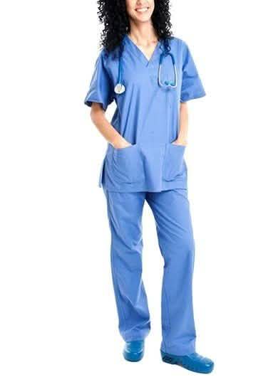 2-Piece Set: Unisex Cotton-Blend V-Neck Scrubs Top & Pants - Assorted Sizes by DailySale
