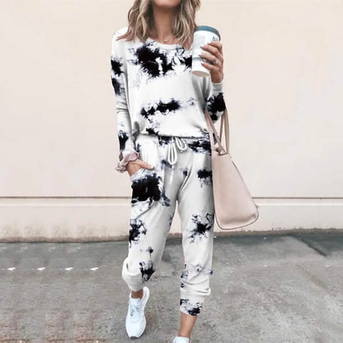 2-Piece Set: Women's Basic Tie Dye Sweatshirt Tracksuit Pants Sets by DailySale