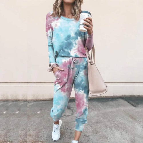 2-Piece Set: Women's Basic Tie Dye Sweatshirt Tracksuit Pants Sets by DailySale