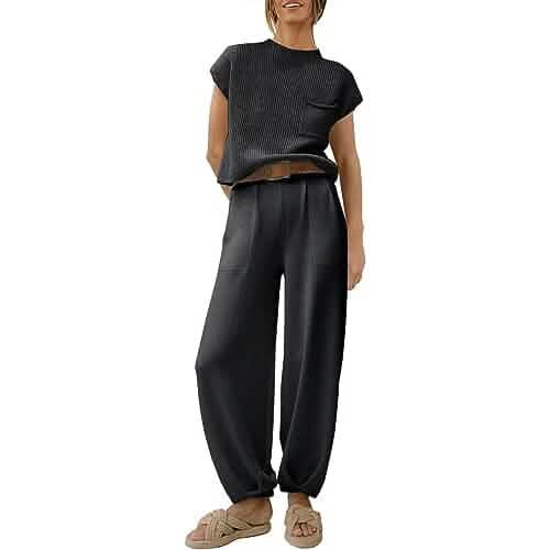 2-Piece Set: Women's Knit Pullover Tops and High Waisted Pants Tracksuit Lounge Sets by DailySale