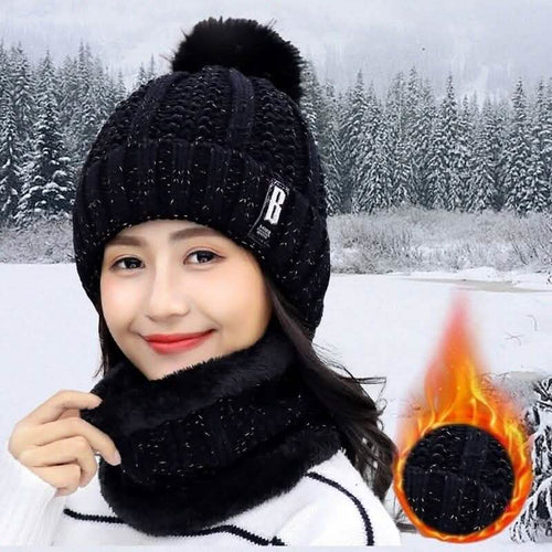 2-Piece Set: Women's Knitted Hat Scarf Caps Neck Warmer Winter Hat by DailySale