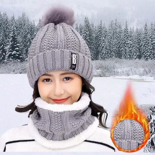 2-Piece Set: Women's Knitted Hat Scarf Caps Neck Warmer Winter Hat by DailySale