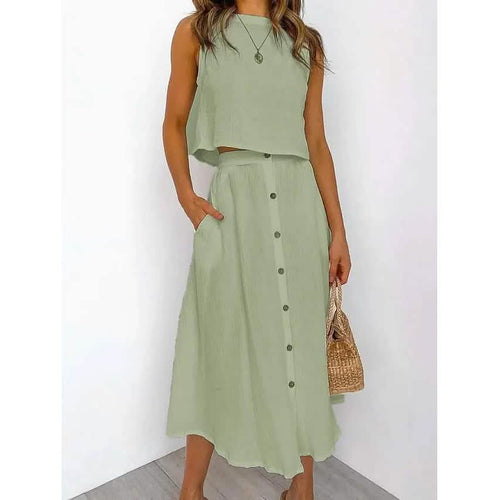 2-Piece Set: Women's Solid Color Casual Dress by DailySale