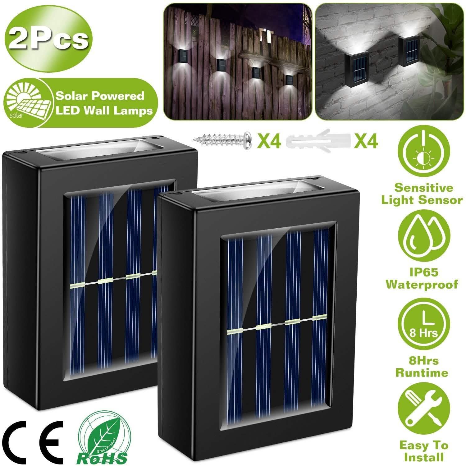 2-Piece: Solar Deck Outdoor Lights by DailySale