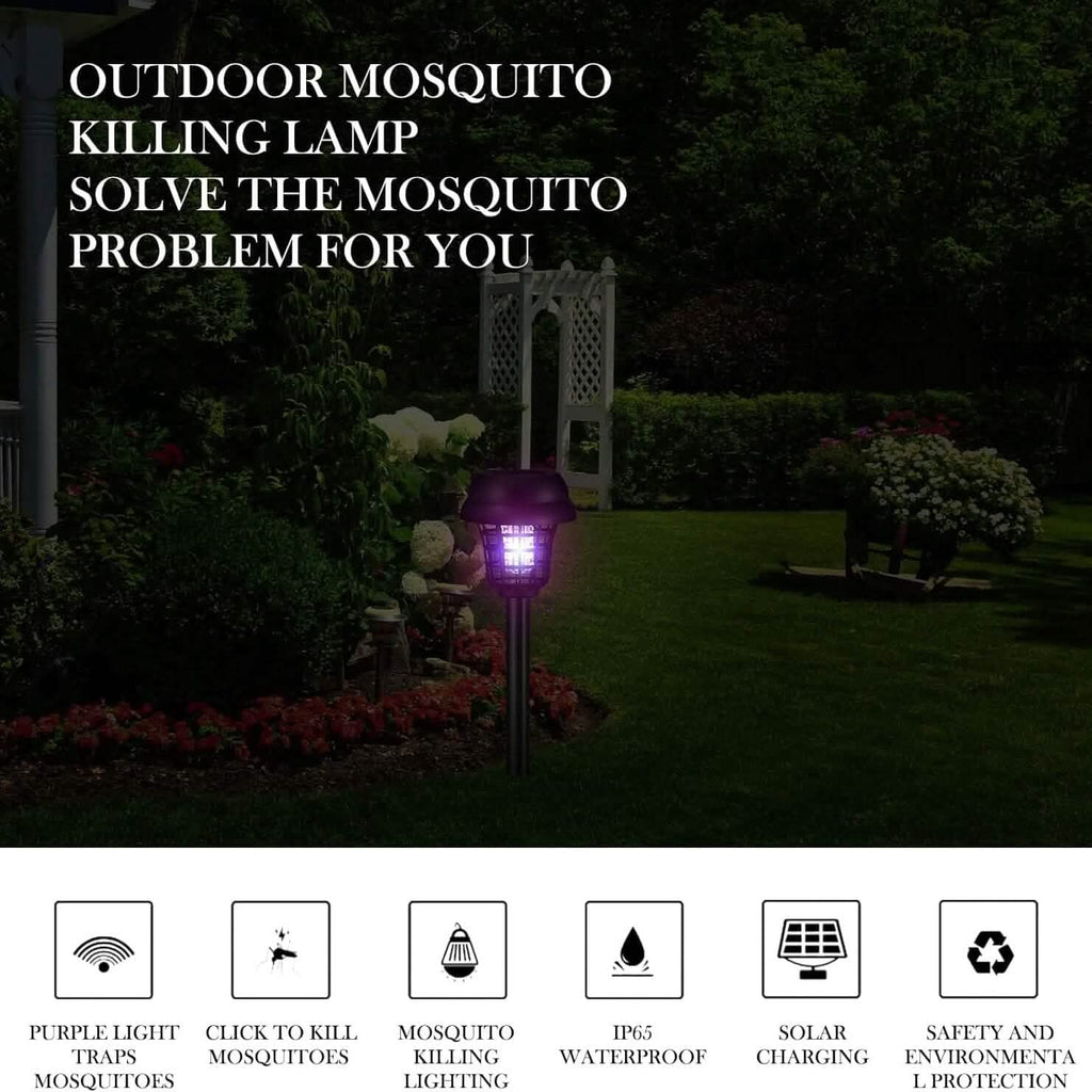 2-Piece: Solar Waterproof Outdoor Bug and Mosquito Zapper by DailySale