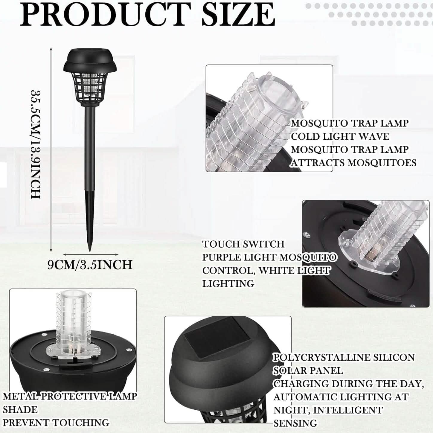 2-Piece: Solar Waterproof Outdoor Bug and Mosquito Zapper by DailySale
