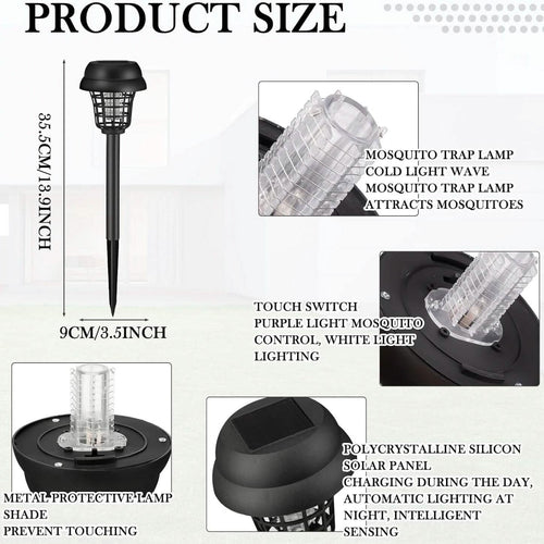 2-Piece: Solar Waterproof Outdoor Bug and Mosquito Zapper by DailySale