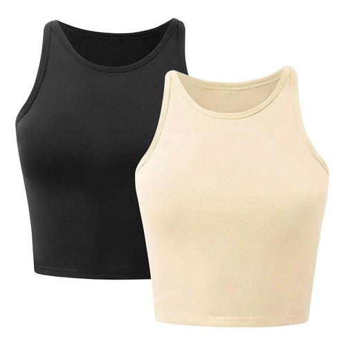 2-Piece: Women Sleeveless Cropped Tank top High Neck by DailySale