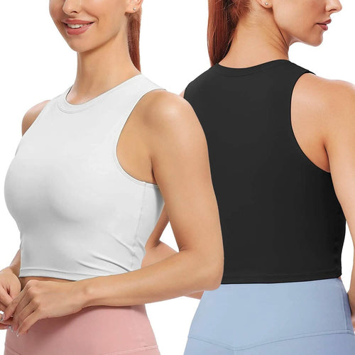 2-Piece: Women Sleeveless Cropped Tank top High Neck by DailySale