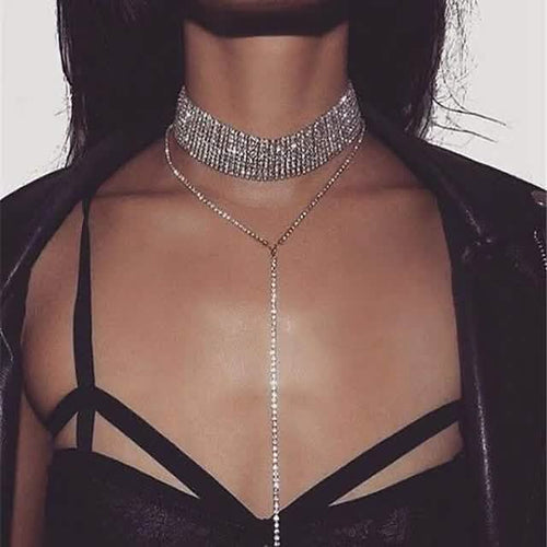 2-Piece: Women's Synthetic Diamond Y Necklace by DailySale