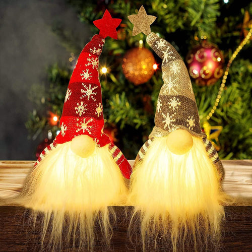 2-Pieces: 11" Lighted Christmas Gnome Santa by DailySale