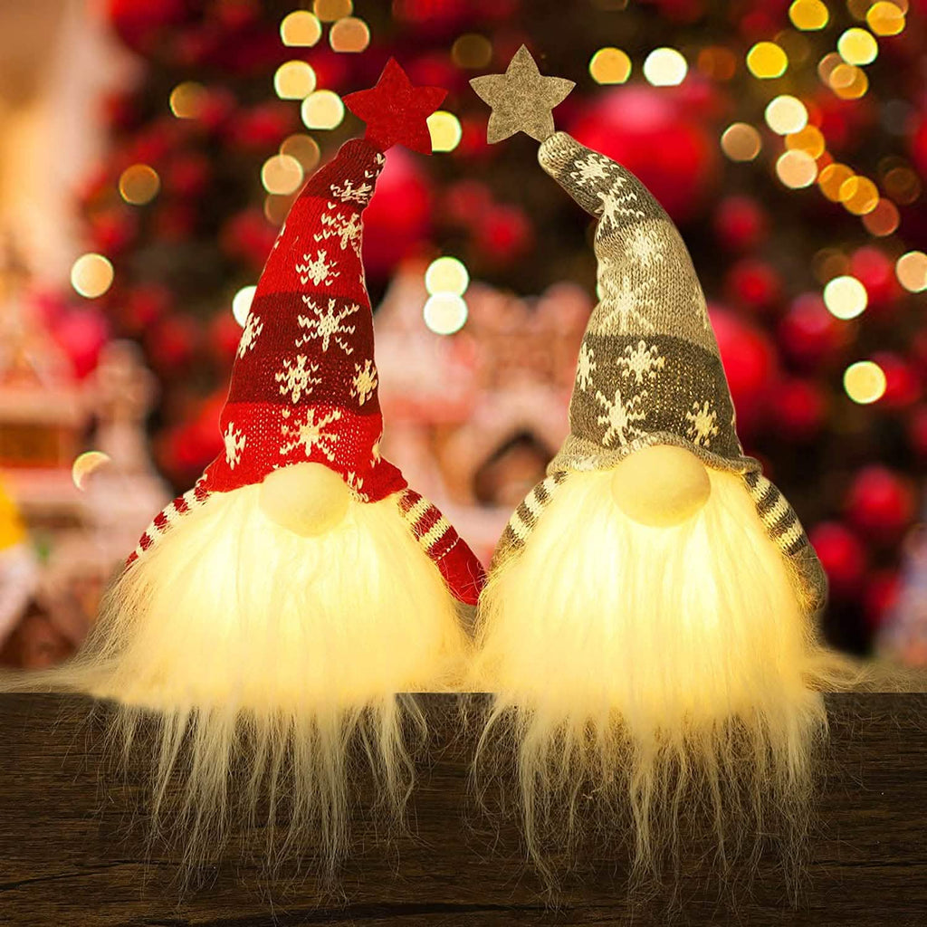 2-Pieces: 11" Lighted Christmas Gnome Santa by DailySale
