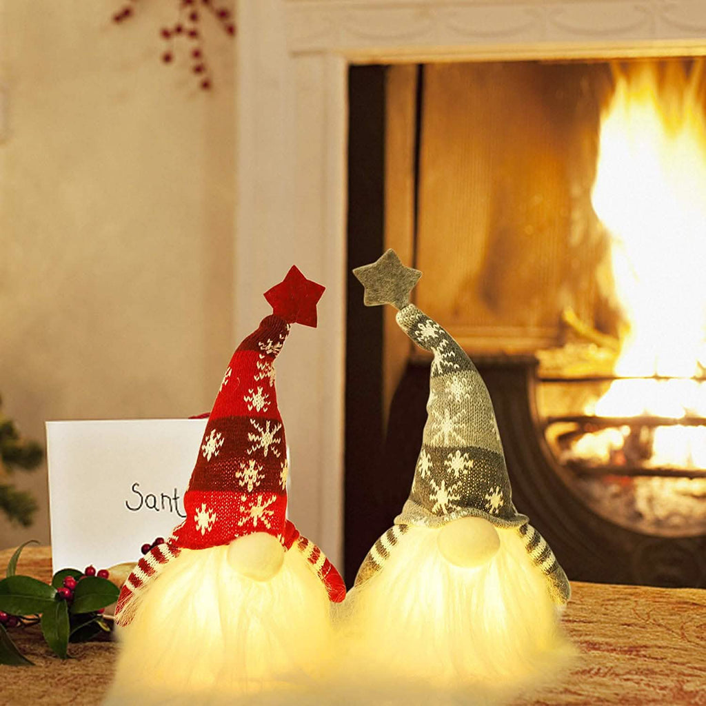 2-Pieces: 11" Lighted Christmas Gnome Santa by DailySale