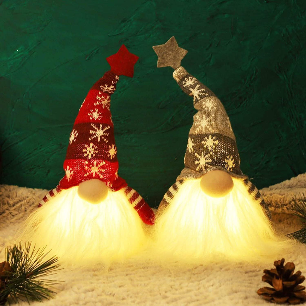 2-Pieces: 11" Lighted Christmas Gnome Santa by DailySale