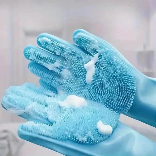 2-Pieces: 2-in-1 Pet Dog Bath Gloves with Silicone Brush by DailySale