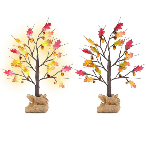 2-Pieces: 2FT Artificial Lighted Maple Tree with 24-Pieces Warm White LED Beads by DailySale