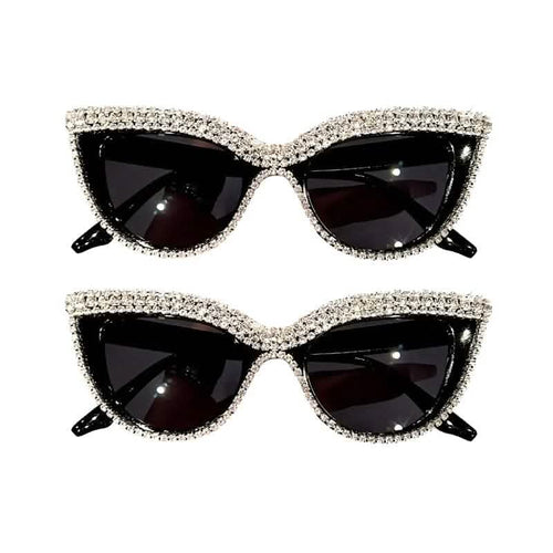2-Pieces: Bling Rhinestone Cat Eye Sunglasses by DailySale