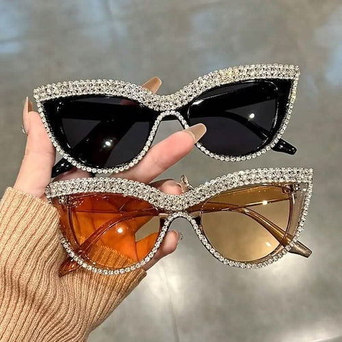 2-Pieces: Bling Rhinestone Cat Eye Sunglasses by DailySale